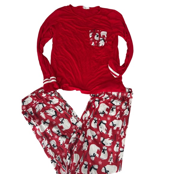 Ekouaer Womens Pajama Set M Red Polar Bear Christmas Holiday Sleepwear - Picture 1 of 4